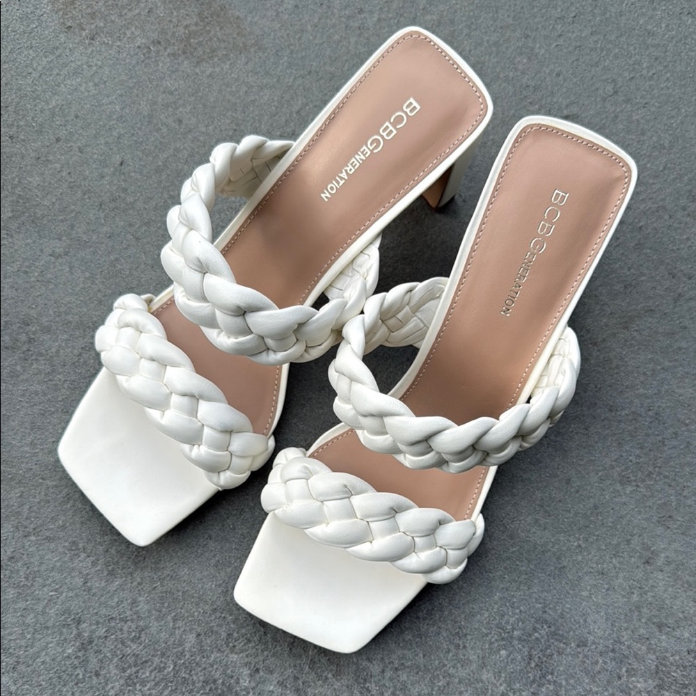 Women's BCBGeneration White Braided Heels